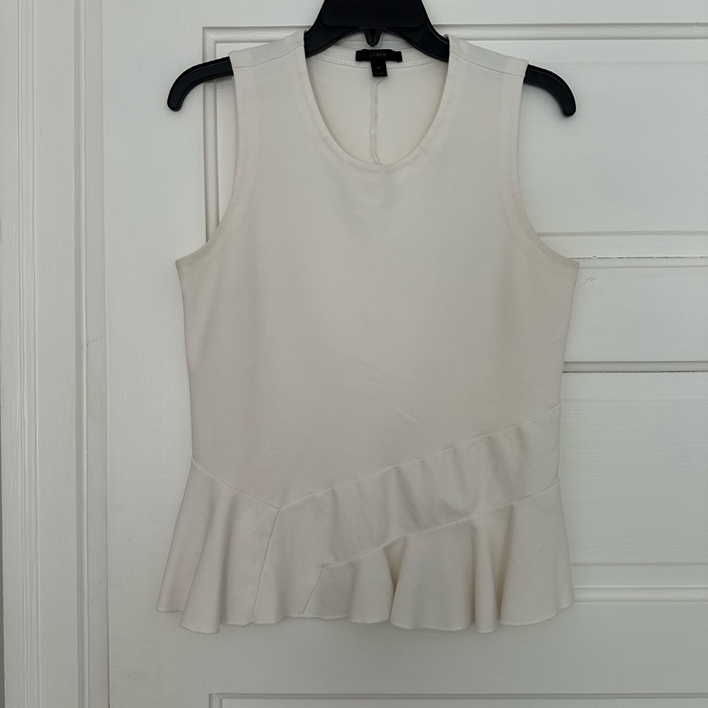 J. Crew White Peplum Sleeveless Tank Top